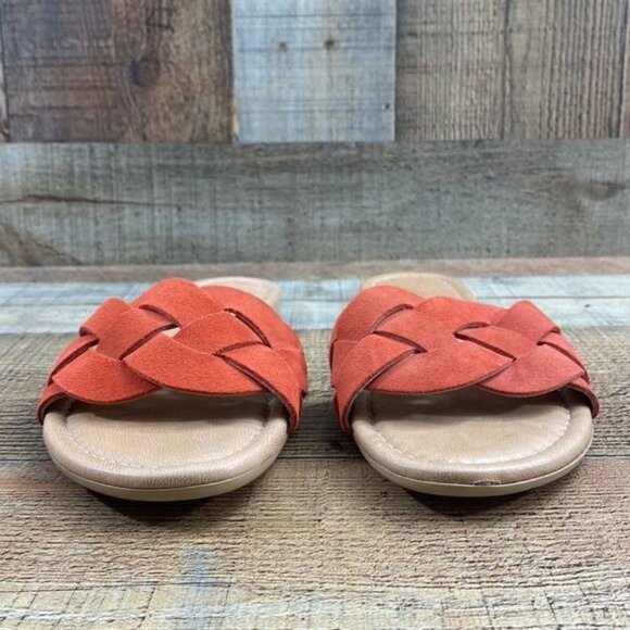 Mila Paoli Braided Suede Leather Flat Sandals Coral Orange Womens 9.5 US - Picture 2 of 12